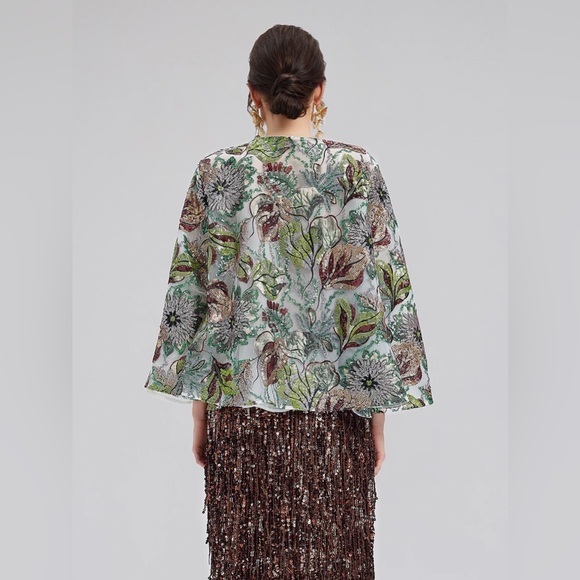 Rich Radi Q’S Green Sequin Floral Loose Jacket - Picture 9 of 11